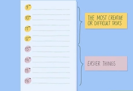 • Prioritize your tasks. 

Remember to do the most creative or difficult tasks in the morning, when...