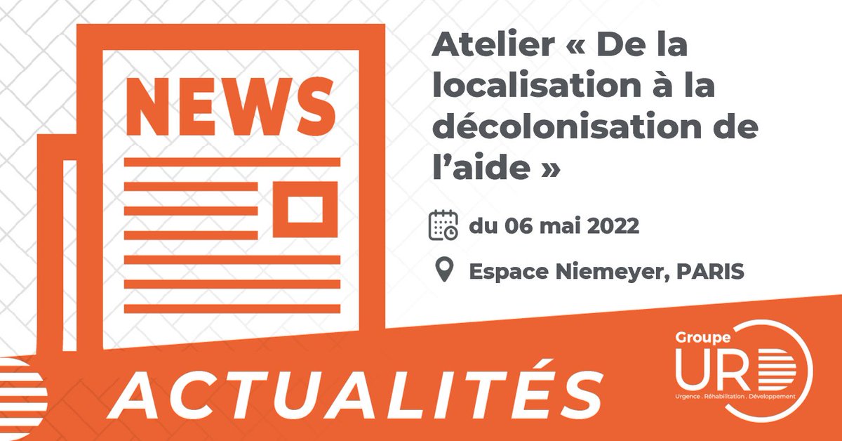 🔔 EVENEMENT - 06.05.22
Notre experte localisation <a href="/Leon_Groupe_URD/">Valérie Léon</a> interviendra à l'atelier d’échanges « De la localisation à la décolonisation de l’aide » organisé lors des journées sociétés civiles africaines et européennes. <a href="/coordinationsud/">Coordination SUD</a> 
👉ow.ly/iskY50IMqQ7