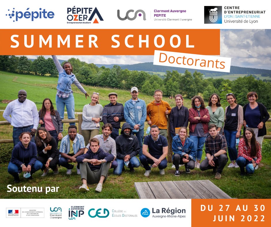 [Appel à candidatures - Summer School PEPITE] 
La Summer School revient pour une 2e édition du 27/06 au 30/06 ! 
➡ Jusqu’au 29/05 pour vous inscrire : cutt.ly/rF9cLmK  (Module Socio-Pro: SP25) 

#Doctorants, #Doctorantes 
<a href="/UCAuvergne/">UCA</a> , <a href="/UniversiteLyon/">Université de Lyon</a>, <a href="/UGrenobleAlpes/">Université Grenoble Alpes</a>