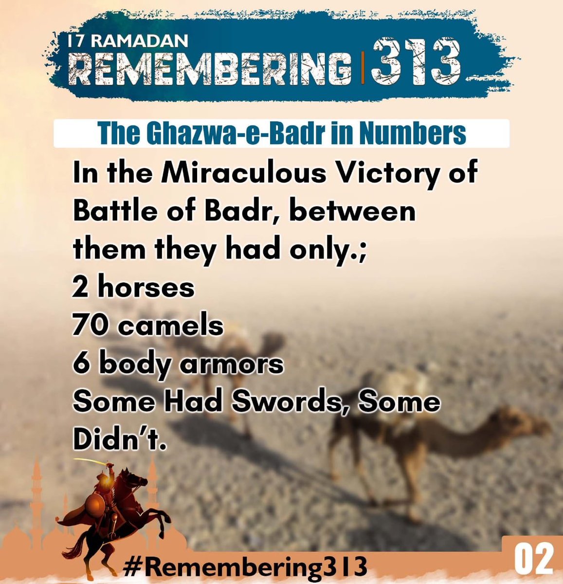 sajja__d's tweet photo. The bravery and skill of the soldiers under the leadership of the Prophet Muhammad Seventy-two Kuffar in total were killed including their leader Abu Jahl 

#Badr 
#Remembering313 https://t.co/gQrQJXpc9j