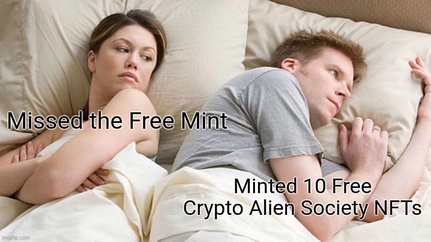 Free Minting in 3hrs! Don't miss out! 👀 Follow <a href="/AlienzNFT/">Crypto Alien Society</a> 👽 

➡️ Friendly Community
➡️ Alpha Chat/Tools
➡️ Events, Contests, Giveaways
➡️ #NFT/Eth Airdrops

🛸 Join discord.gg/CryptoAlienSoc… 🛸

#freenft #nftdrops #nftcommunity #nftcollection #nftproject #nftdrop #nfts #freemint