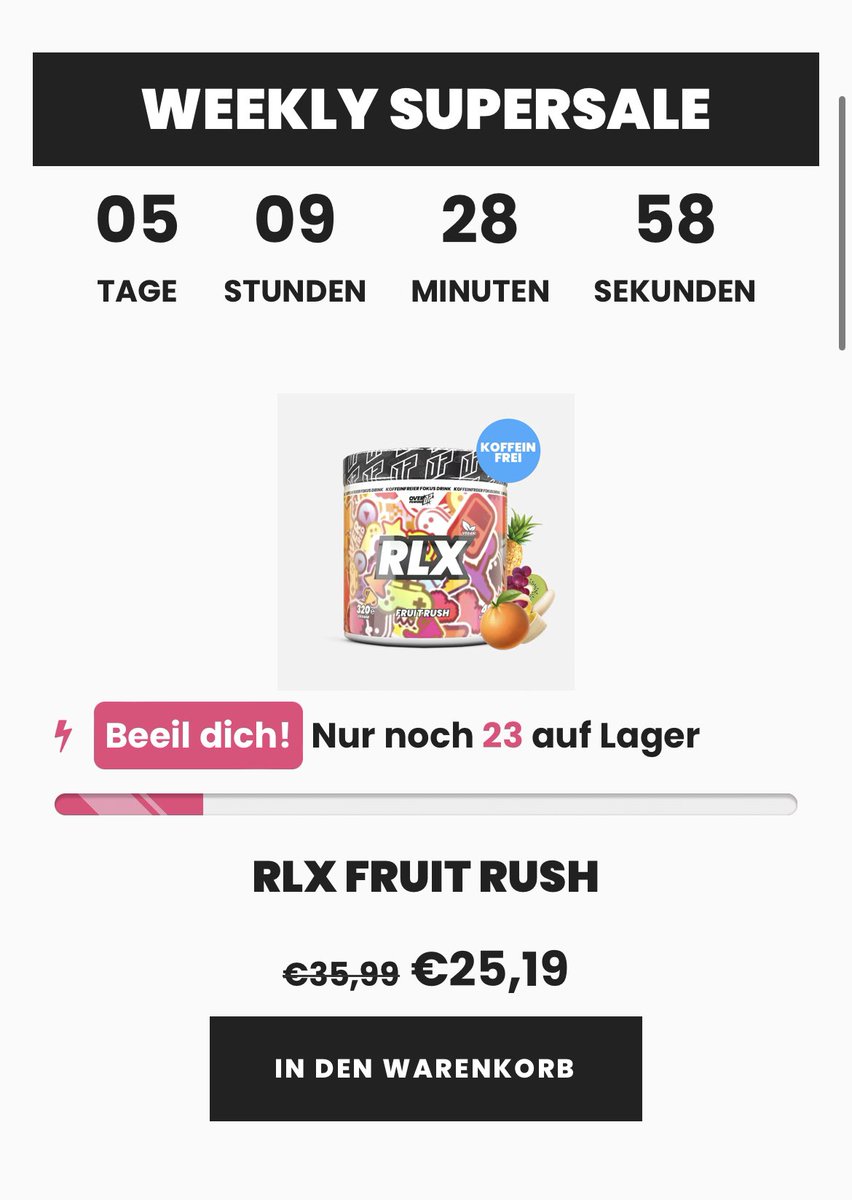 Overpowered (@overpoweredeu) on Twitter photo ⚡️WEEKLY SUPERSALE ⚡️
Spart 30% auf unseren RLX Fruit Rush und gönnt euch den ersten koffeinfreien Performance Drink mit Kick! 
Nur solange der Vorrat reicht ‼️
Zum SUPERSALE👇🏻
overpowered-europe.com ⚡️WEEKLY SUPERSALE ⚡️
Spart 30% auf unseren RLX Fruit Rush und gönnt euch den ersten koffeinfreien Performance Drink mit Kick! 
Nur solange der Vorrat reicht ‼️
Zum SUPERSALE👇🏻
overpowered-europe.com