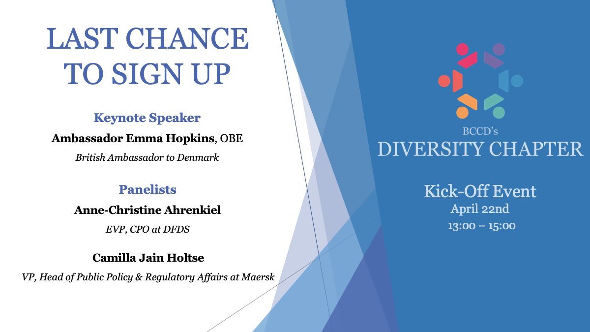 BCCDenmark's tweet photo. Last chance to sign up for the BCCD Diversity Chapter's Kick-off event!

Diversity Chapter Kick-Off
22nd April 2022
13:00 - 15:00

This event is open to everyone, but seats are limited 

Read more &amp; Sign up here: 
https://t.co/WPe2gtmyls https://t.co/ij90jGrJOf