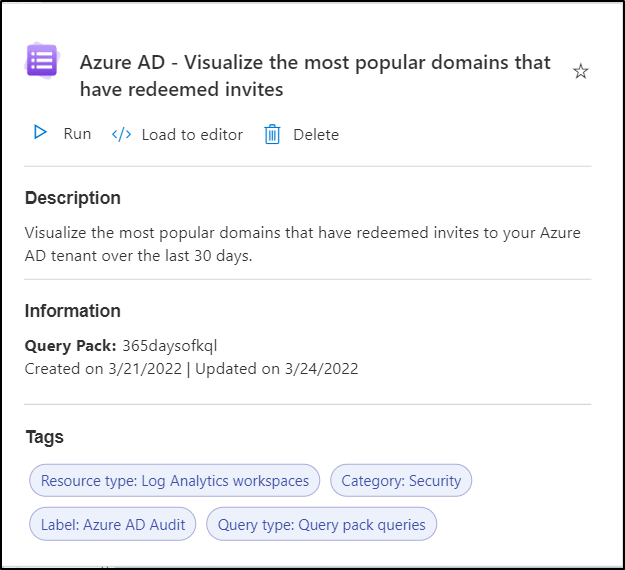 reprise_99's tweet photo. To mark 200 days of #365daysofkql I have packaged up all the queries I have written so far to a query pack, so you can one click deploy them to your own Sentinel or Log Analytics instance. If you want to deploy them then click here for instructions - https://t.co/4f2XcJtcEN https://t.co/qhIdl3iV14