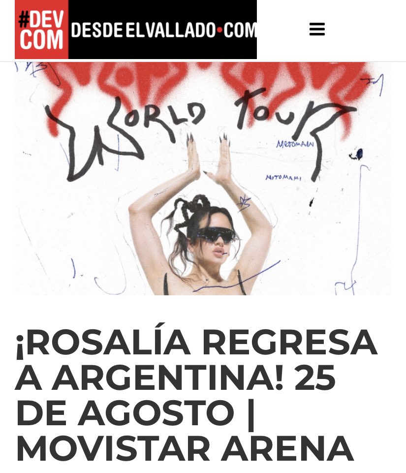 desdeelvallado (@desdeelvallado) on Twitter photo ¡ROSALÍA REGRESA A ARGENTINA! 25 DE AGOSTO | MOVISTAR ARENA - Desde el Vallado - Donde la música no descansa. <a href="/desdeelvallado/">desdeelvallado</a> desdeelvallado.com/lo-nuevo/1935-… <a href="/rosalia/">R O S A L Í A</a> ¡ROSALÍA REGRESA A ARGENTINA! 25 DE AGOSTO | MOVISTAR ARENA - Desde el Vallado - Donde la música no descansa. <a href="/desdeelvallado/">desdeelvallado</a> desdeelvallado.com/lo-nuevo/1935-… <a href="/rosalia/">R O S A L Í A</a>