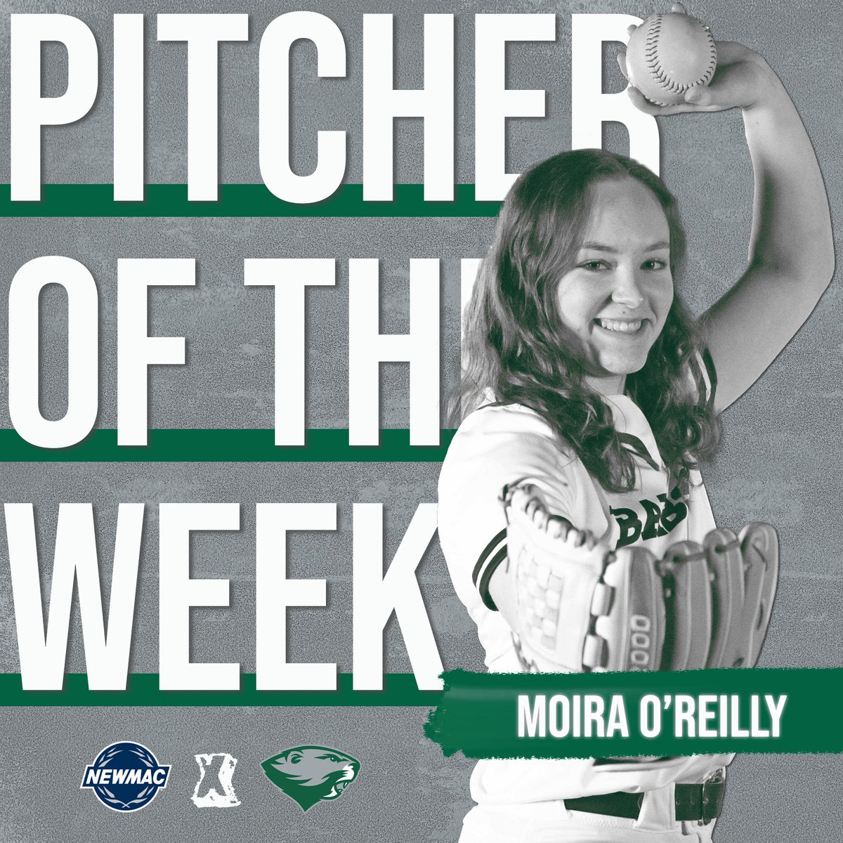 babsonsoftball's tweet photo. 3x the charm?🍀 Moira O’Reilly is the NEWMAC Pitcher of the Week for the third time this season! #GoBabo https://t.co/xCiRtpJAH9