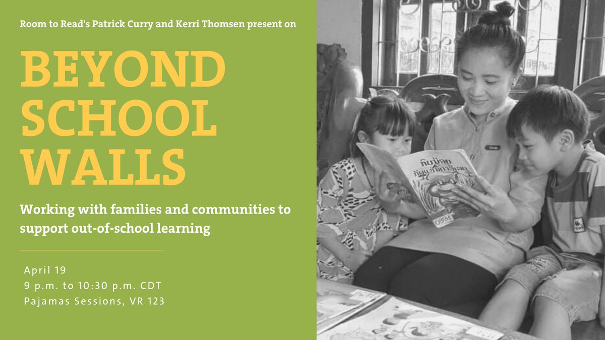 HeatherMSimpson's tweet image. Not only do children learn in classrooms, they also learn outside of classrooms. Today at #CIES2022  @RoomtoRead Patrick Curry and Kerri Thomsen will discuss insights on supporting families and communities to support #LifeWideLearning #Literacy #Reading