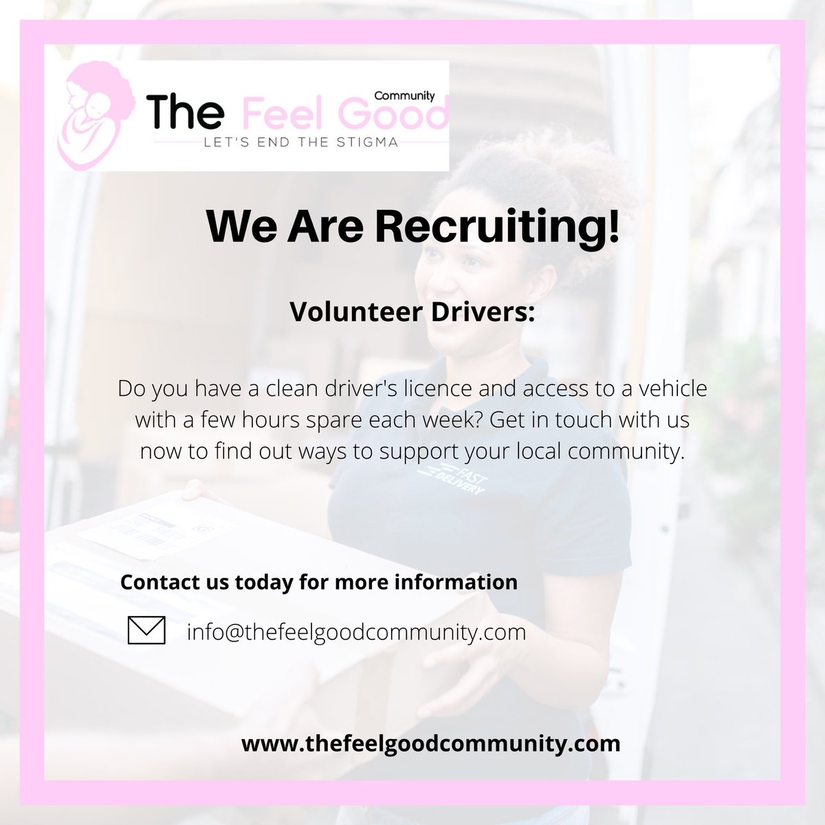 Volunteer Drivers Needed

Do you have access to a vehicle with a few hours spare? Get in touch today to find out how you can support your community.

#volunteer #driver #hackney #nonprofit #communityshop #community #support #wellbeing