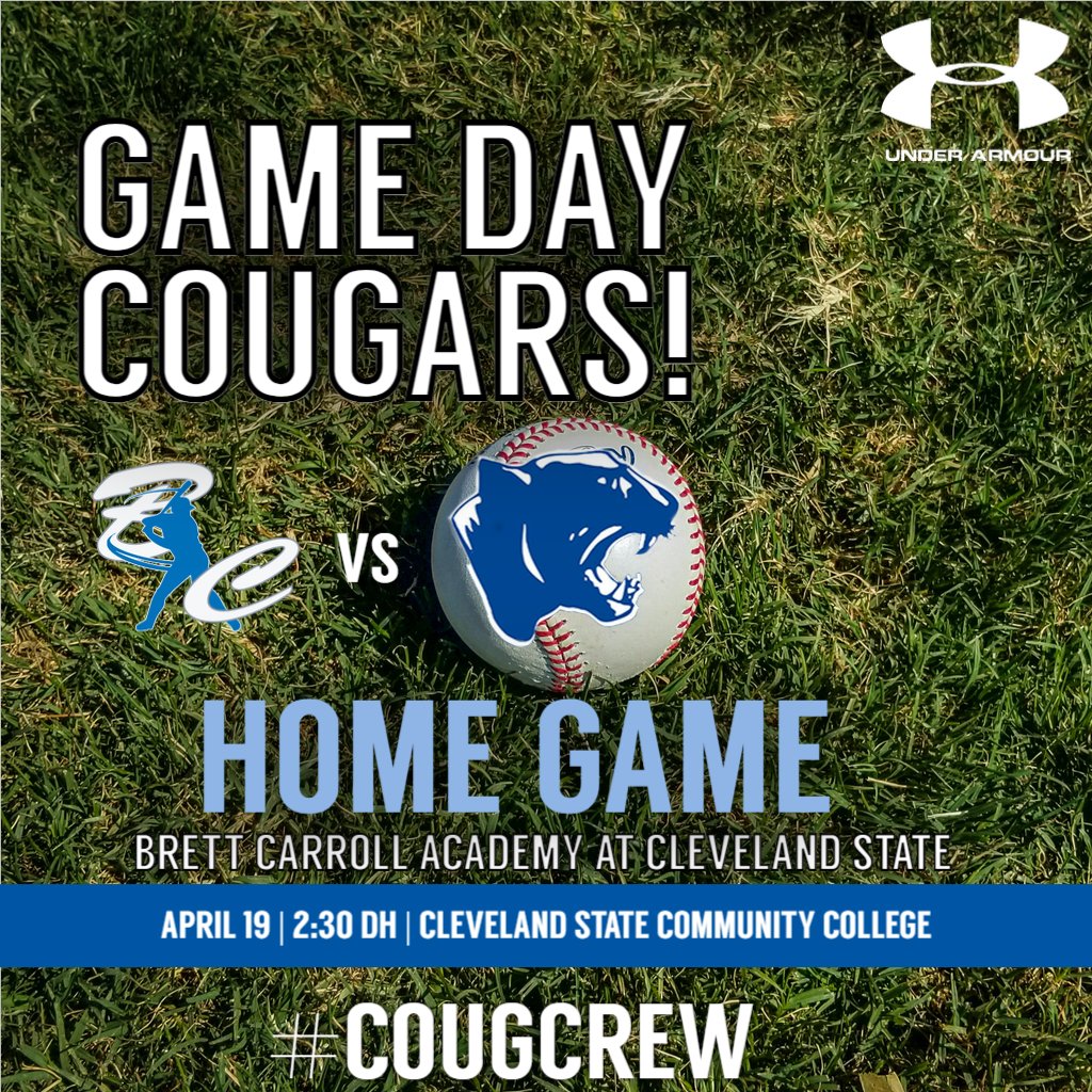 CSCC_BSB's tweet photo. WAKE UP COUGAR NATION! We have a home baseball game today against Brett Carroll Academy and we want to see you supporting Cougars with some wild team spirit! Game is in Cleveland for a double header starting at 2:30PM.
.
.
.
#CougNation #HomeGame #CougarBaseball #CLSCC #NJCAA https://t.co/2RxeoxVUxX