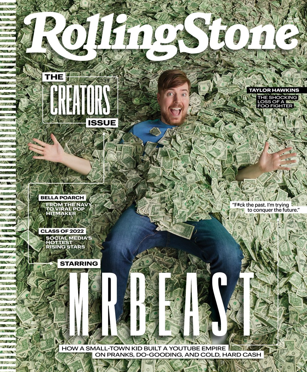 .@MrBeast is Rolling Stone's Creators Issue cover star. Go inside his 60,000-square-foot studio where he makes his insanely viral videos and read about how he became the most popular YouTuber in America—and pretty soon, the world. Story: rol.st/3Es8SHA