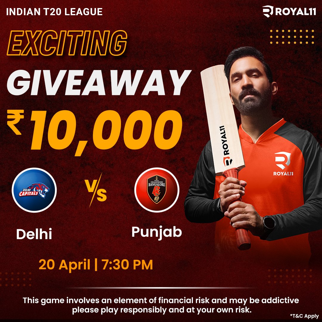 royal11official's tweet photo. Bhai wah! Kya Baat hai😃
Back to back Giveaway aur prizes🤩🤩
Ab ye tho bas #Royal11 per hi ho sakta hai😎
Tho aap bhi kheliye DC vs RCB🏏
Aur jeetiye cash prizes 💸💸
.
#IPL #DelhiCapitals #RCB #royalchallengersbangalore #Prize #Giveway https://t.co/z3Q5MIQepT