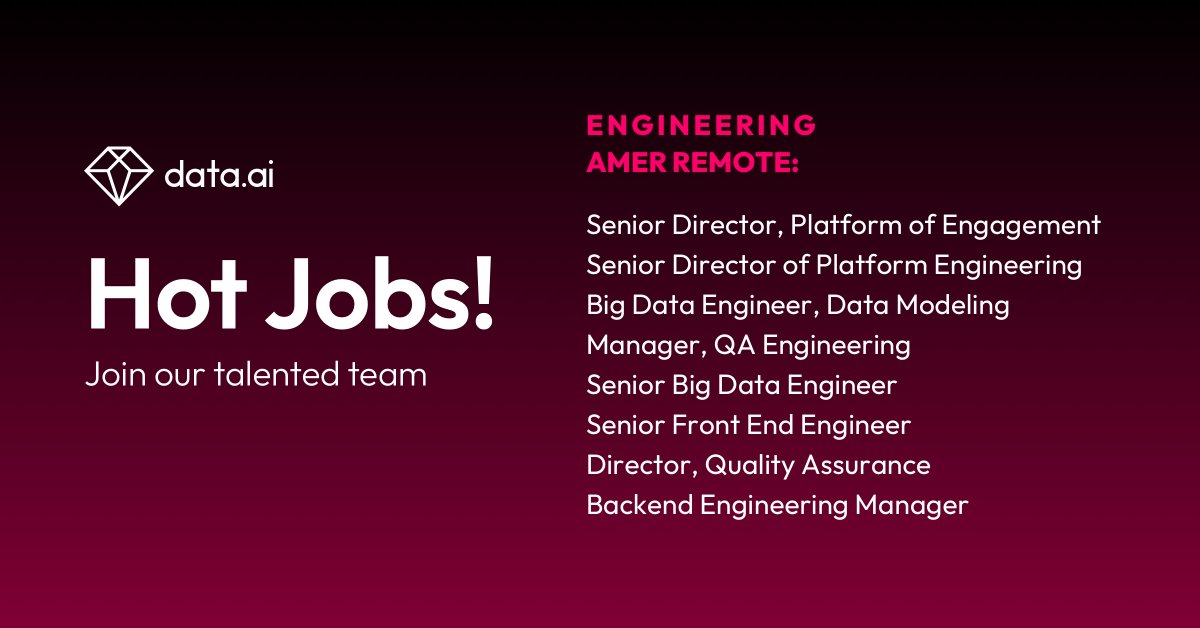 Are you passionate about building the future and making an impact? Level up your career and join our talented engineering team today! 

careers.data.ai