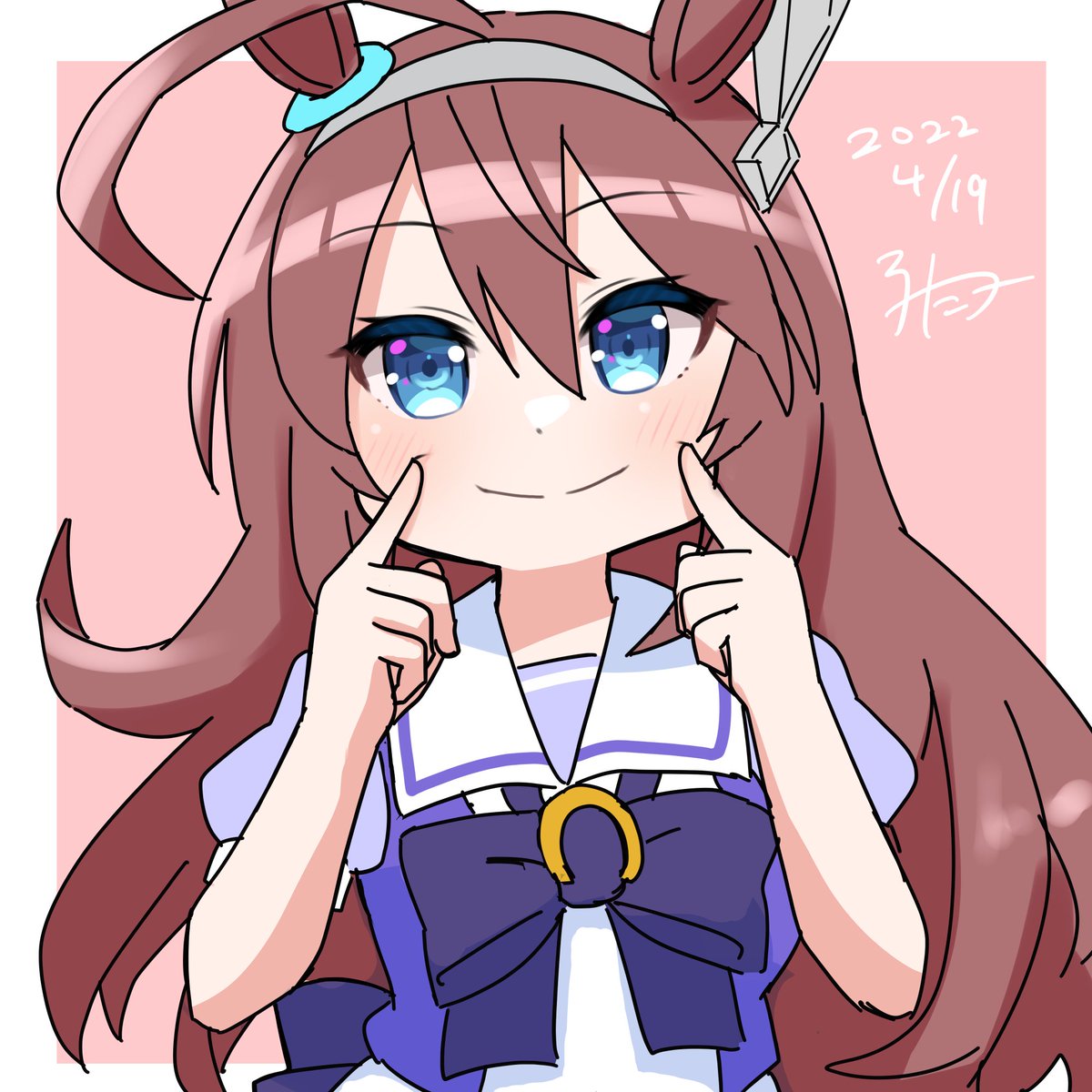 mihono bourbon (umamusume) 1girl solo animal ears horse ears blue eyes long hair brown hair  illustration images