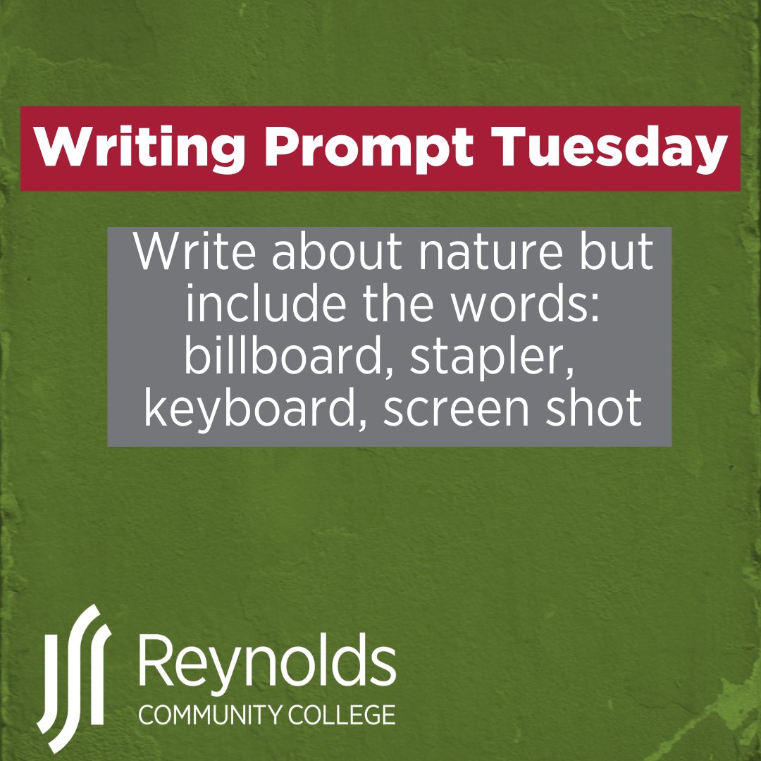 WritingReynolds's tweet image. #WritingPromptTuesday is back atcha with this prompt straight from Ty. He&apos;s asking you to blend nature imagery with these distinctly non-nature-y things. If you use this prompt, tag us! #createconsultcompose #amwriting #reynoldswritingstudio #writersbelike #writingprompt