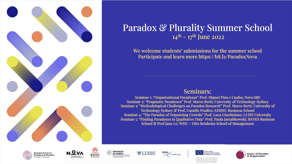 The EUFORPP consortium and the Center of Paradox and Organization are welcoming applications for the PhD Summer School in Paradox and Plurality. Apply here:
paradoxandorganization.com/post/paradox-s…