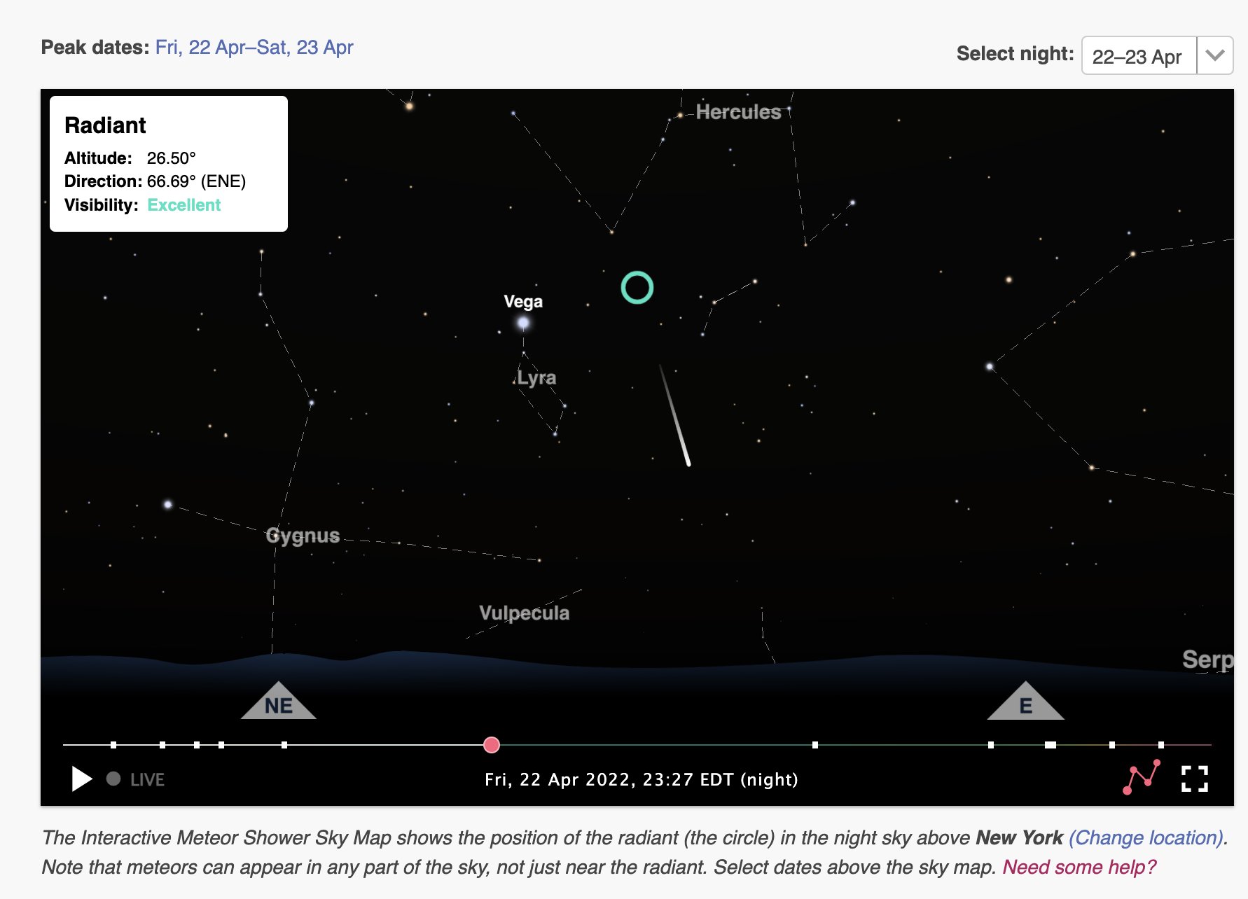Interactive Meteor Shower Sky Map Timeanddate.com On Twitter: "Wish Upon A #Shootingstar! One Of The Oldest  Recorded #Meteorshowers, The #Lyrids Peak On The Night Of Apr 21-22 Or Apr  22-23, Depending On Your Location. Https://T.co/27Yxmocabv 📷 Interactive
