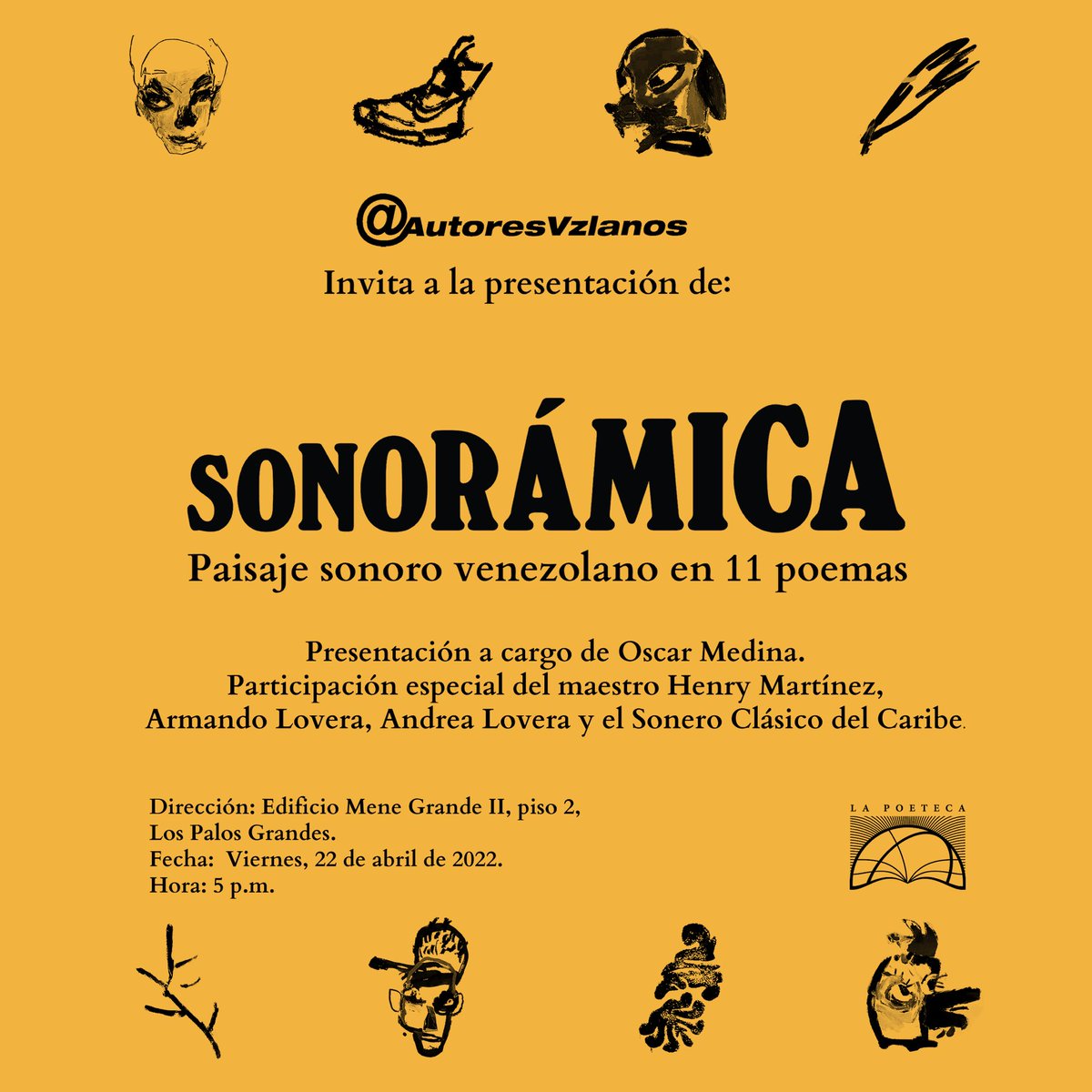 Tibiwar's tweet photo. Los esperamos en @Poeteca1 para el bautizo de @ProSonoramica. 
El sensei @oscarmedina1 estará a cargo de la presentación. Y la crack @MarcyAlejandra será maestra de ceremonia. Tendremos el lujo de compartir  con  @henrymartinez33, Armando y Andeea Lovera y el Sonero Clásico❤️ https://t.co/SJ1kZLZaxe