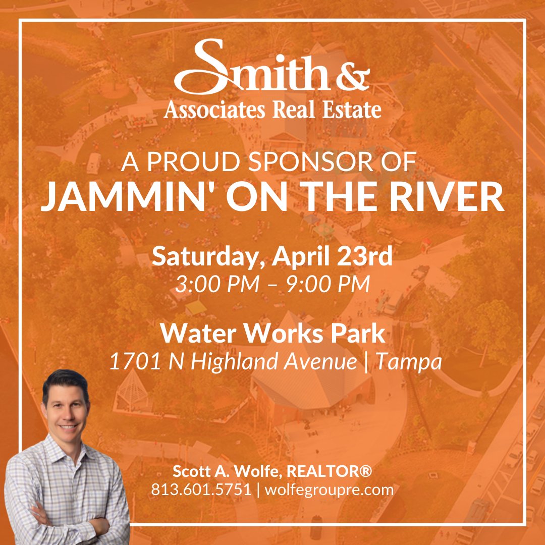 smith_associate's tweet photo. Smith & Associates Real Estate is a proud sponsor of Jammin' On The River! π·
Thank you to Scott A. Wolfe of The Wolfe Group, we are grateful for our associates who give back to our community! π§‘ #SmithIsHome #SmithGivesBack https://t.co/2fP9HwFhFT