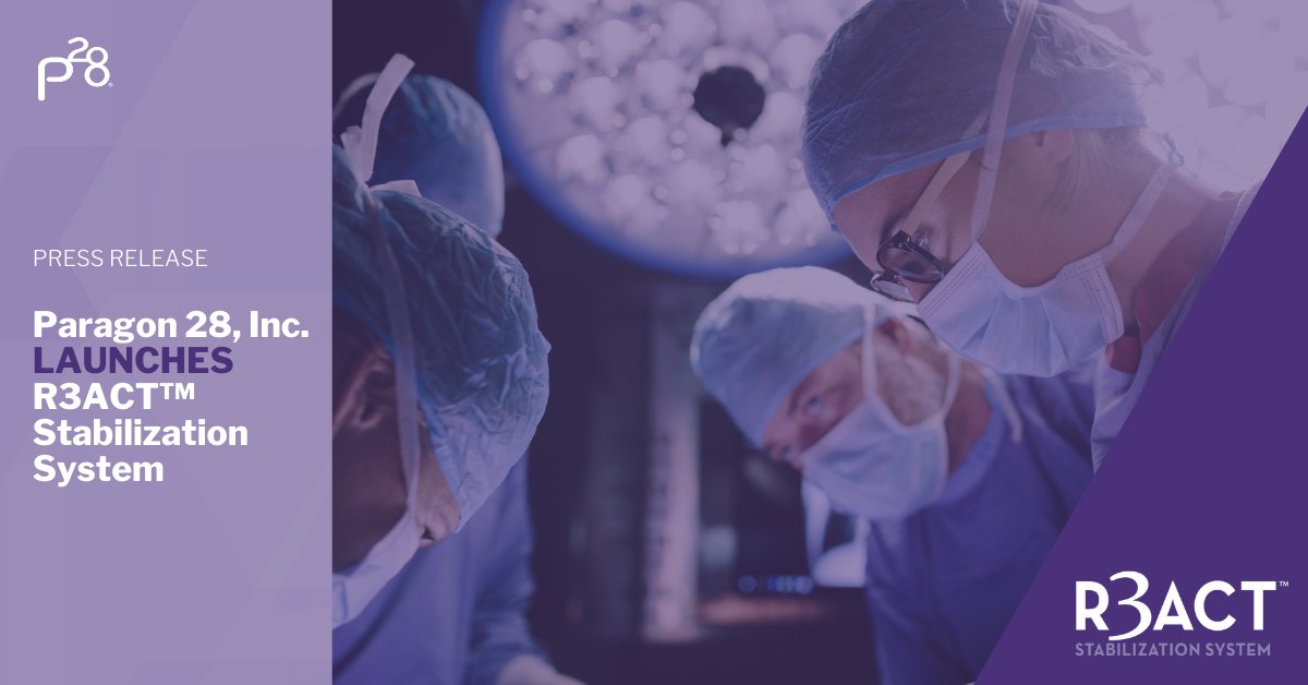 Paragon 28, Inc. (NYSE: FNA), announced today the launch of its R3ACT™ Stabilization System!
 
Full Press Release – businesswire.com/news/home/2022…
 
#paragon28 #P28 #footandankle #FNA #improvingpatientlives #dedicatedtofootandankle #R3ACT #syndesmosis #syndesmoticrepair