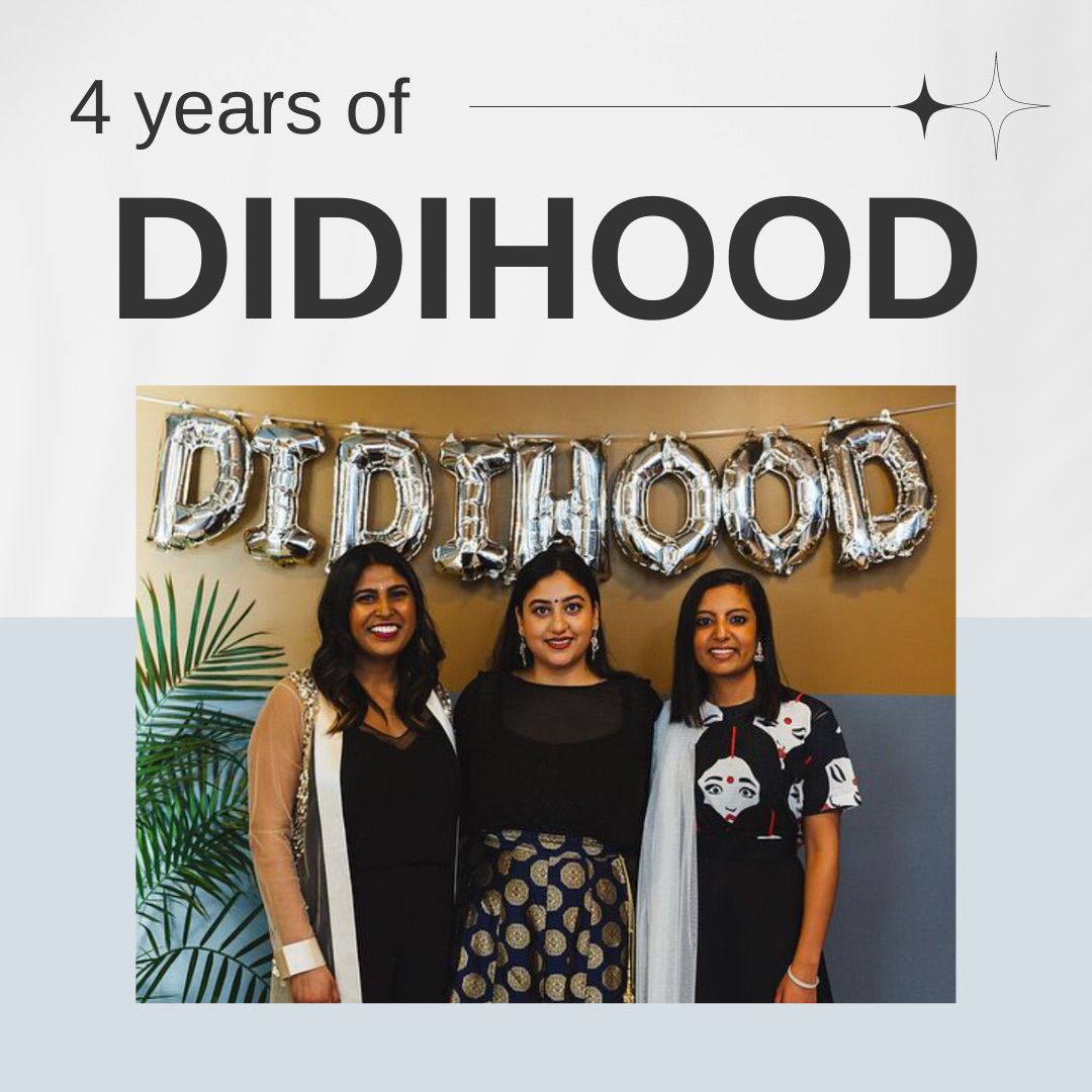 thedidihood's tweet photo. Celebrating four years of DIDIHOOD! We've had a bunch of new followers recently so today on our fourth birthday we'd like to reintroduce ourselves! Didihood was launched in 2018 by @jschoolnow grads, @nikkjit @artipatel and @_roohi https://t.co/vgjU8IP1Wx