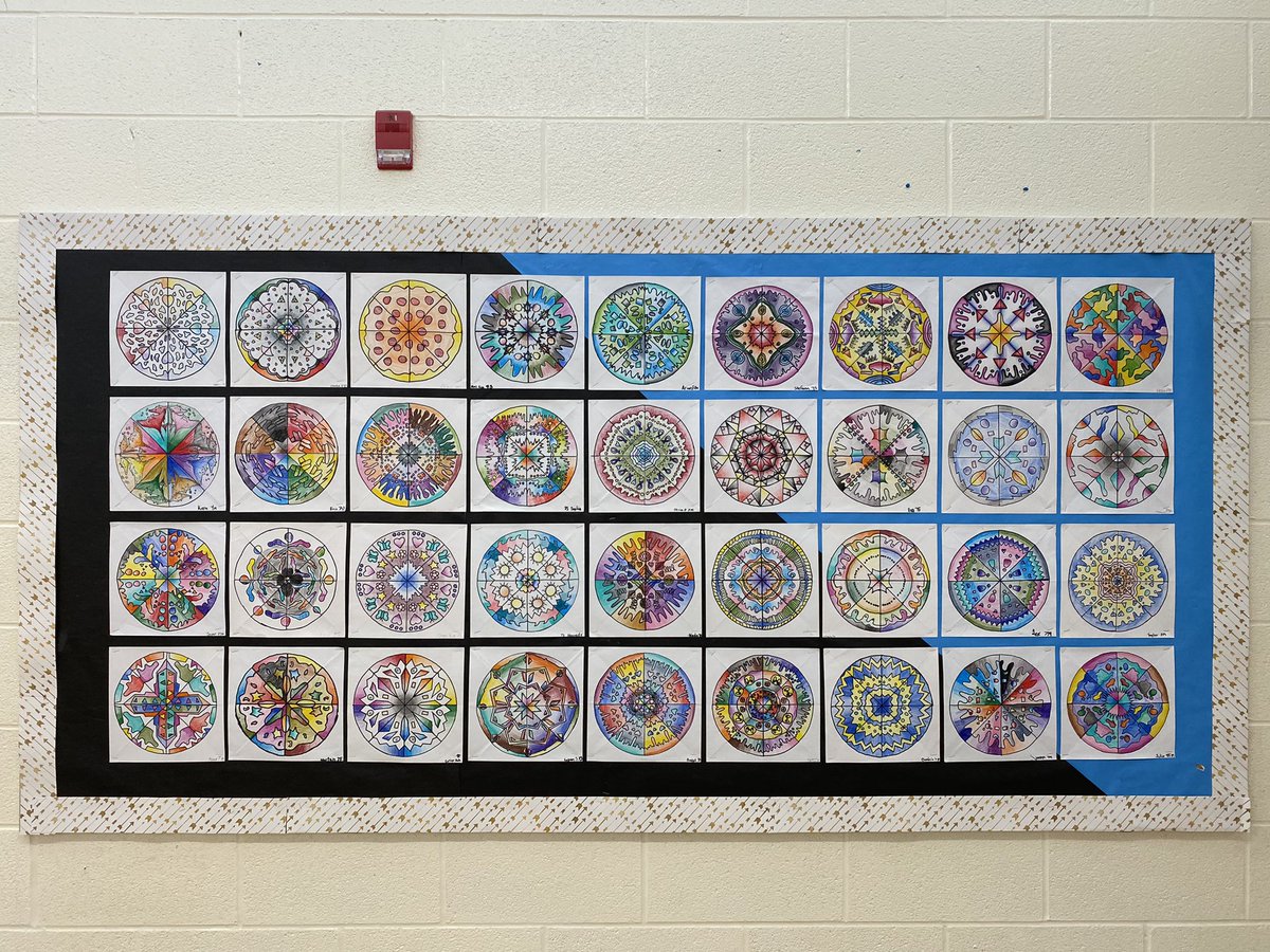 These magnificent designs show rotational reflection symmetry as well as colouring using value. Great job grade 7s <a href="/TVAelementary/">Tecumseh Vista Elem</a>