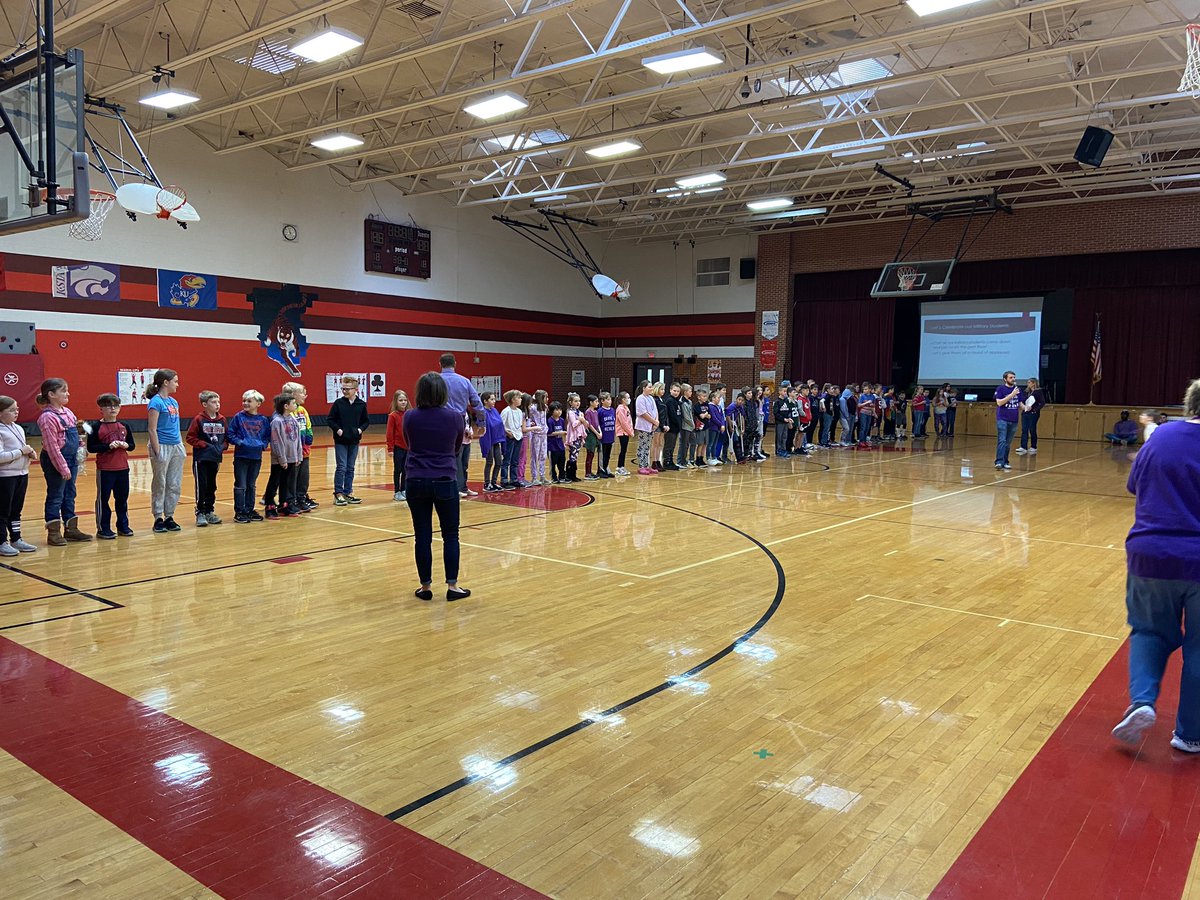 CrooksSusanD's tweet photo. Month of the Military Child. Great Job Sterling Elementary in recognizing these students and to Principal Angela Grammer for singing the National Anthem to kick off the assembly. #TigerStrong #WarrensburgR6 https://t.co/vqWowkZKUj