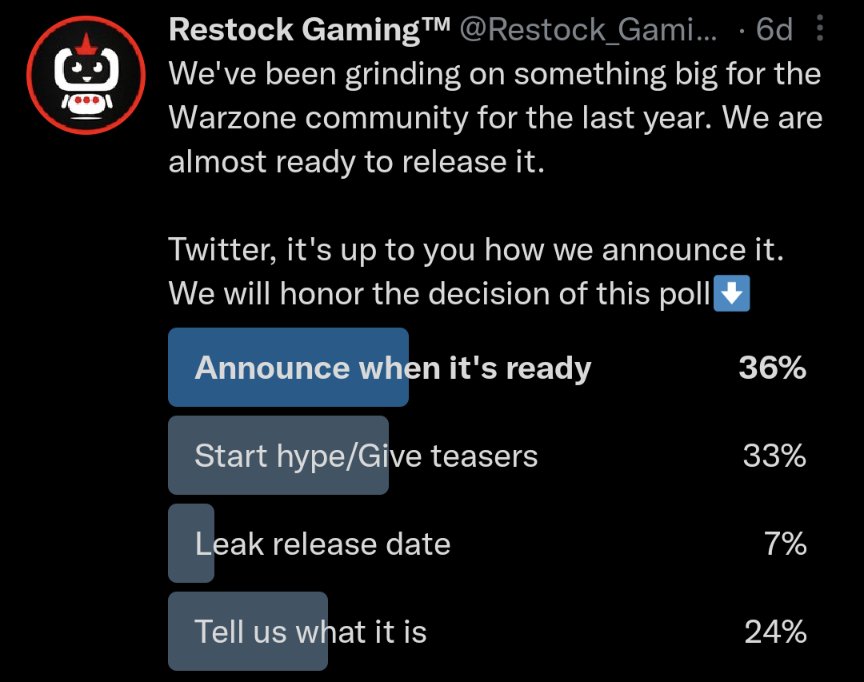 You got it. Going dark until it's time to announce. Hope everybody in the Warzone community loves what's coming next😎