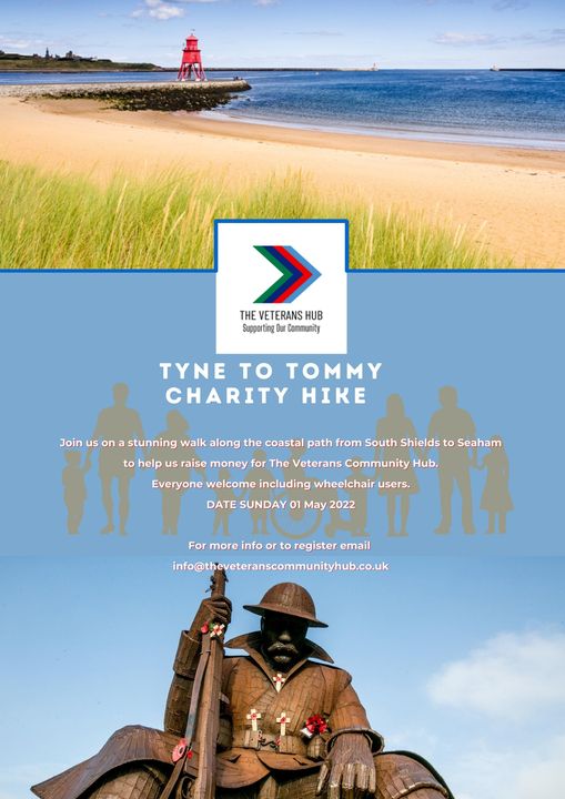 A reminder that our charity walk from Tyne to Tommy is coming up on 01 May 2022
If you are interested in taking part you can register using the link below.
…eveteranscommunityhub.beaconforms.com/.../ca163...
