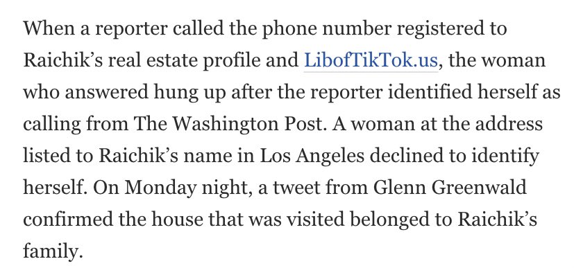 MattBinder's tweet image. all the info in the Libs of TikTok piece was already publicly available online. but Taylor had one thing that no one else had which made the report possible…Glenn Greenwald accidentally confirming their identity lol washingtonpost.com/technology/202…