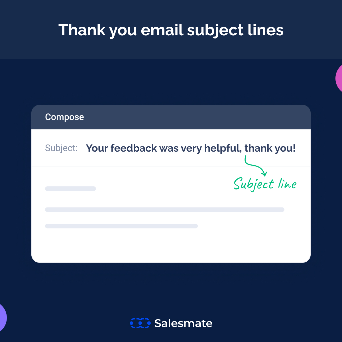 SalesmateIO's tweet image. The more catchy the email subject line is, the more people will be inclined to open the email. 

Create compelling subjects with these 60+ email subject line examples in this blog - buff.ly/3OlM6We

#emailmarketing #emailsubjectline #catchysubjectline #Salesmatecrm