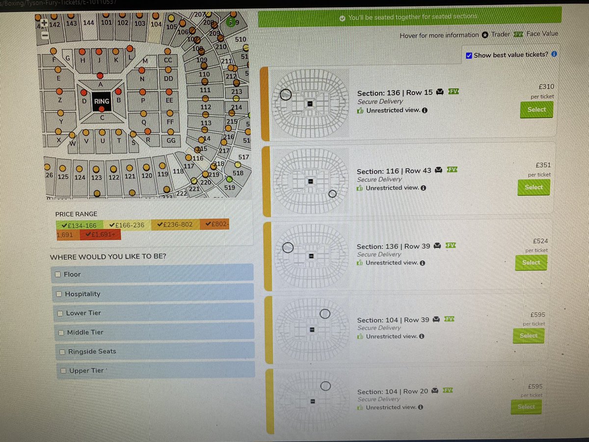 wezbartrop's tweet photo. 🥊 4x tickets for Tyson Fury vs Dillian Whyte
🗓 23rd April 2022
🪑 Section 115 - Row 17 
💷 £200 per ticket (cheaper than viagogo) https://t.co/7gGley52oa