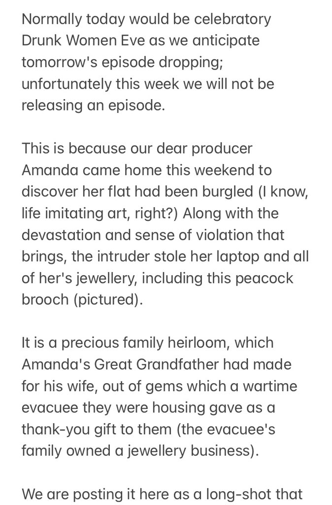 drunkwomenpod's tweet image. Unfortunately we won’t be putting out an episode tomorrow as usual - here’s why.
