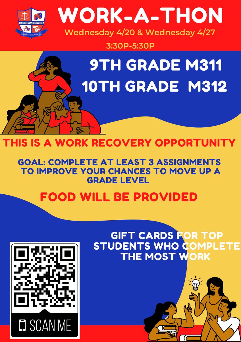 AnacostiaHigh's tweet image. Lets finish out STRONG! #WorkRecovery! Make sure you take advantage of our #WorkAThon!