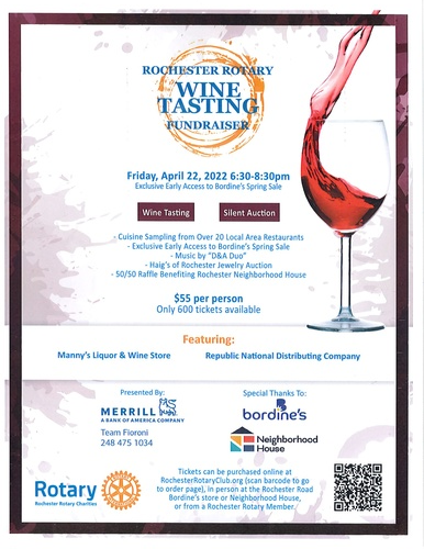 VotePadmaKuppa's tweet photo. The Rochester Rotary Club is hosting their annual wine tasting fundraiser at Bordine's on Friday April 22 6:30-8:30! 🍷 #rochesterrotary #winetasting #michigan #bordines
Tickets ⬇️
https://t.co/ka9jLeMAF0 https://t.co/UyBj5QKw49