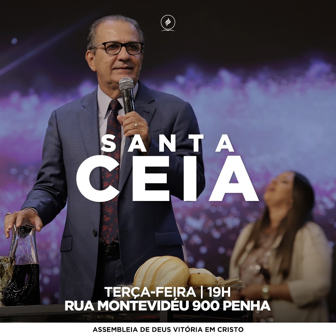 Povo abençoado do Rio de Janeiro, participe hoje, às 19h, da Santa Ceia na <a href="/advecoficial/">ADVEC</a>, igreja que sou pastor. Convide sua família e amigos para ouvirem uma palavra de bênção.  

Endereço: Rua Montevidéu, 900, Penha (RJ)