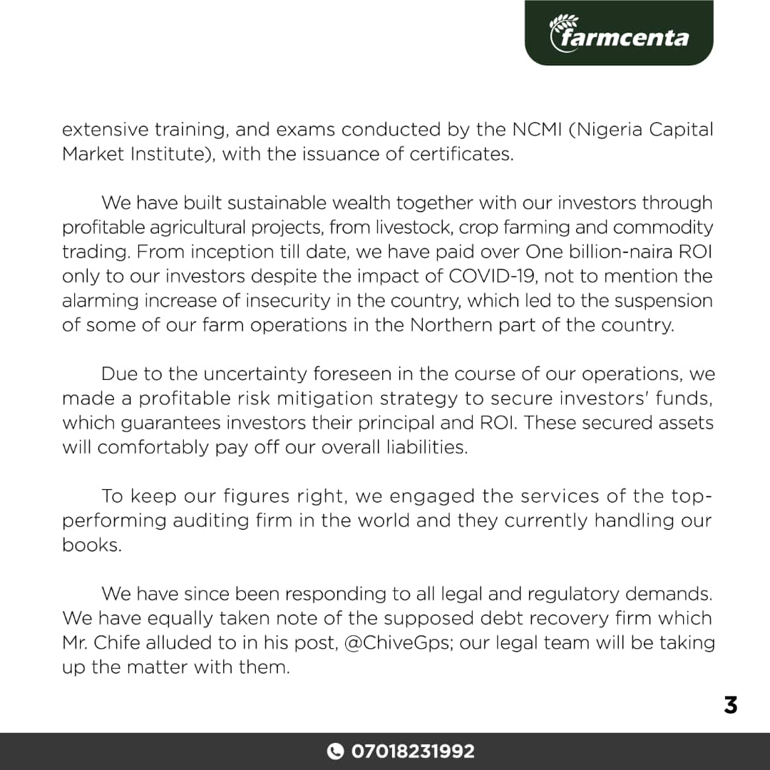 farmcenta's tweet photo. OFFICIAL RESPONSE BY FARMCENTA ON ALLIGATION OF FRAUD TRAGETED AT CEO https://t.co/6YbW1U5s2S