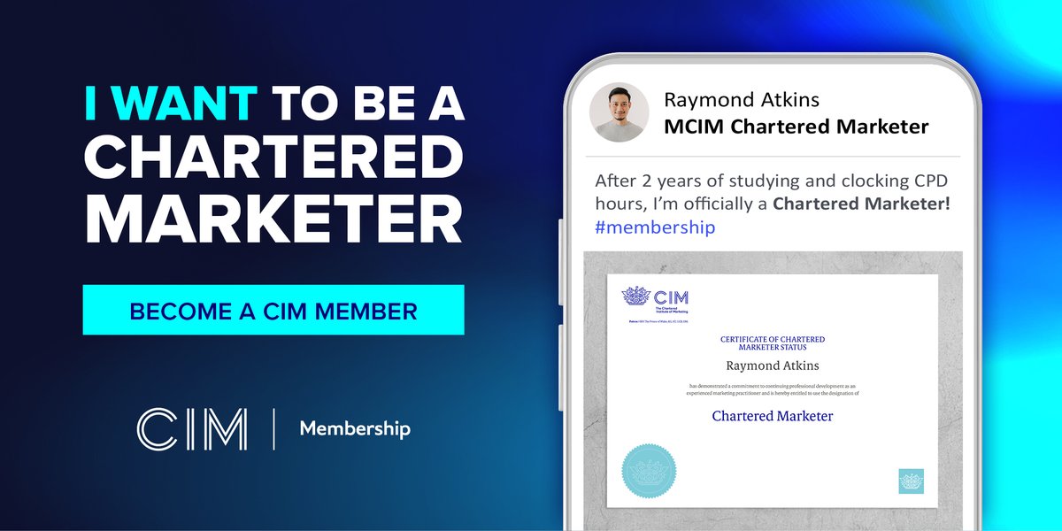 Give yourself a competitive edge. Become a CIM member today: bit.ly/3FZWDBD 
#CIM #ProfessionalDevelopment #CareerDevelopment