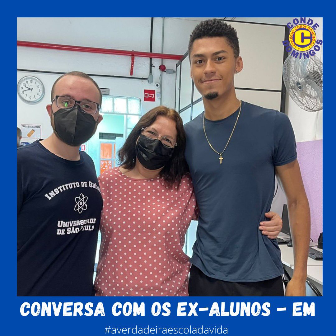 ccondedomingos's tweet photo. Um pouquinho da visita dos ex-alunos @thi_damata e @_gahsantos aqui no Conde, sob a mediação do professor @fabioarantes29 . https://t.co/8SjroioKcw