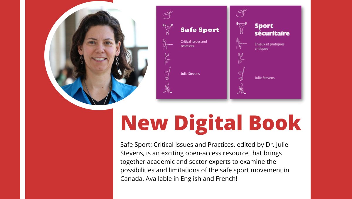 BUSportCapacity's tweet photo. EXCITING NEWS! In “Safe Sport: Critical Issues and Practices”, CSC Director Julie Stevens brings together academic &amp; sector experts in a must-have resource for #researchers, #sportleaders, #policymakers, &amp; sport enthusiasts #SafeSport 
Start reading today! https://t.co/6LOfQ8g0mZ https://t.co/JlKf5Pgp4W