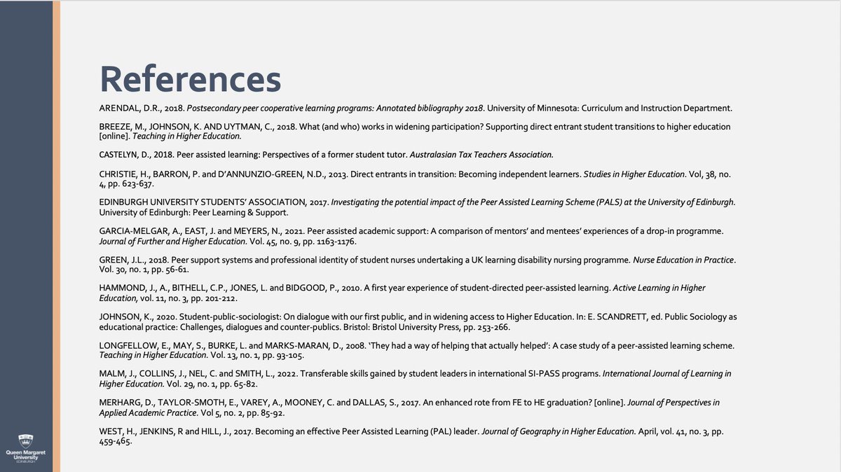 linneawallens's tweet photo. And here are some excellent sources if you want to find out more, including work from QMU by @karlpjohnson (x2), @clareuytman and Maddie Breeze!
#PeerAssistedLearning #SIPASS #EFYE2022 (10/10) https://t.co/VMLdgQXmbJ