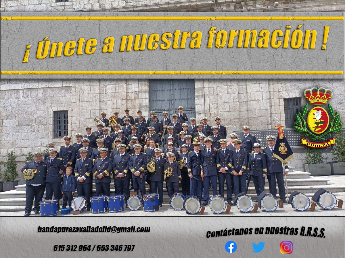 Bandapureza's tweet photo. ¡𝐔𝐧𝐞𝐭𝐞 𝐚 𝐧𝐮𝐞𝐬𝐭𝐫𝐚 𝐟𝐨𝐫𝐦𝐚𝐜𝐢𝐨𝐧!

Contacta con nosotros mediante nuestras R.R.S.S., bien por email o al teléfono que os facilitamos.

¡Sé 𝐮𝐧𝐨 𝐦𝐚𝐬 𝐝𝐞 𝐥𝐚 𝐅𝐀𝐌𝐈𝐋𝐈𝐀, sé 𝐮𝐧𝐨 𝐦𝐚𝐬 𝐝𝐞 𝐏𝐔𝐑𝐄𝐙𝐀!

#VIIaniversario #suenapureza22 #UneteaNosotros https://t.co/wXazBs2N0w