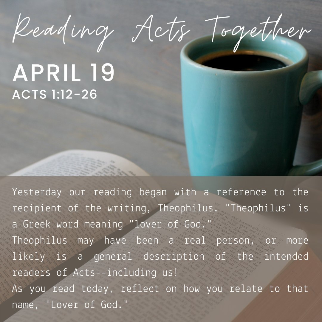 fccmorehead's tweet photo. We're reading through the book of Acts during the season of Easter. Day 2 - Acts 1:12-26. https://t.co/WhPjEdlVQI