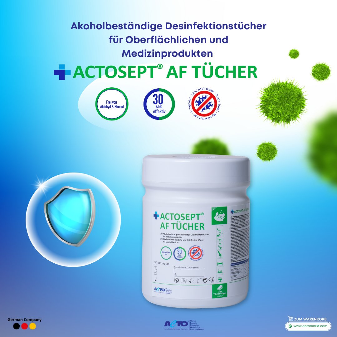 actomarkt's tweet image. ✅ Akoholbeständige Desinfektionstücher für Oberflächlichen und Medizinprodukten

📌ACTOSEPT® AF TÜCHER 

🛒Kauf Ein: actomarkt.com

#tücher #Feuchttücher #virus #Desinfektion #Hygiene #Oberfläche