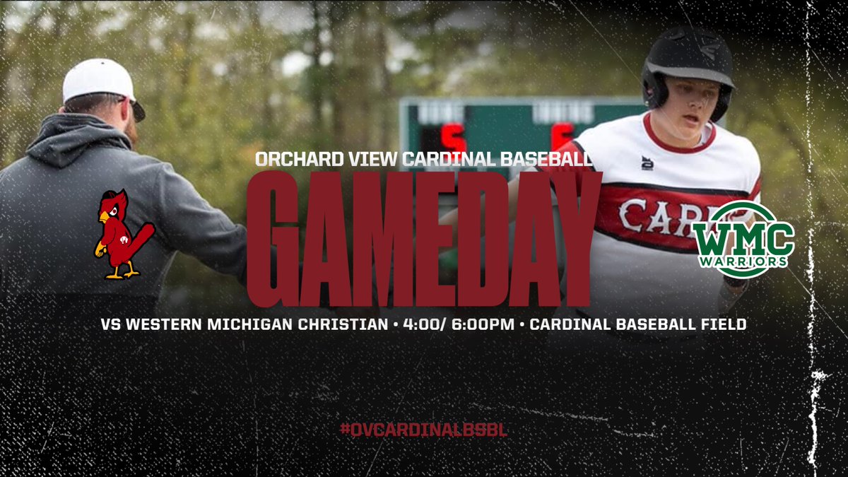 OVCardinalBSBL's tweet photo. 🚨IT'S GAMEDAY CARDINAL BASEBALL FANS🚨

ORCHARD VIEW 🆚 WESTERN MICHIGAN CHRISTIAN
⏰ 4 &amp; 6PM
📍CARDINAL BASEBALL FIELD https://t.co/cyWVok0L5z