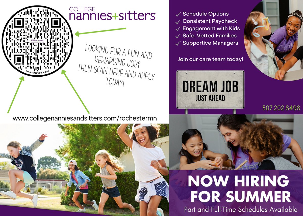 CNSTRochesterMN's tweet photo. Full-Time, Part-Time or Summertime, we have the job for YOU! Apply today!

#NowHiring #Childcare #Nanny #Babysitter #Sitter #JoinOurTeam #Jobs #HotJobs #recruitment https://t.co/FSYInpG9x9