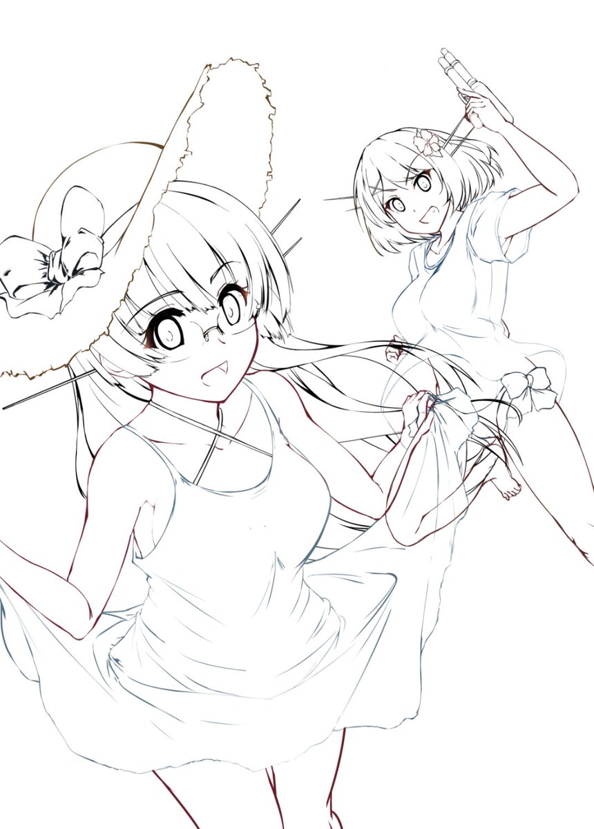 #皆さん線画と塗った後を見せてください 