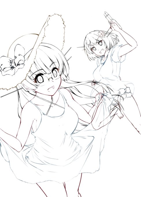 #皆さん線画と塗った後を見せてください 