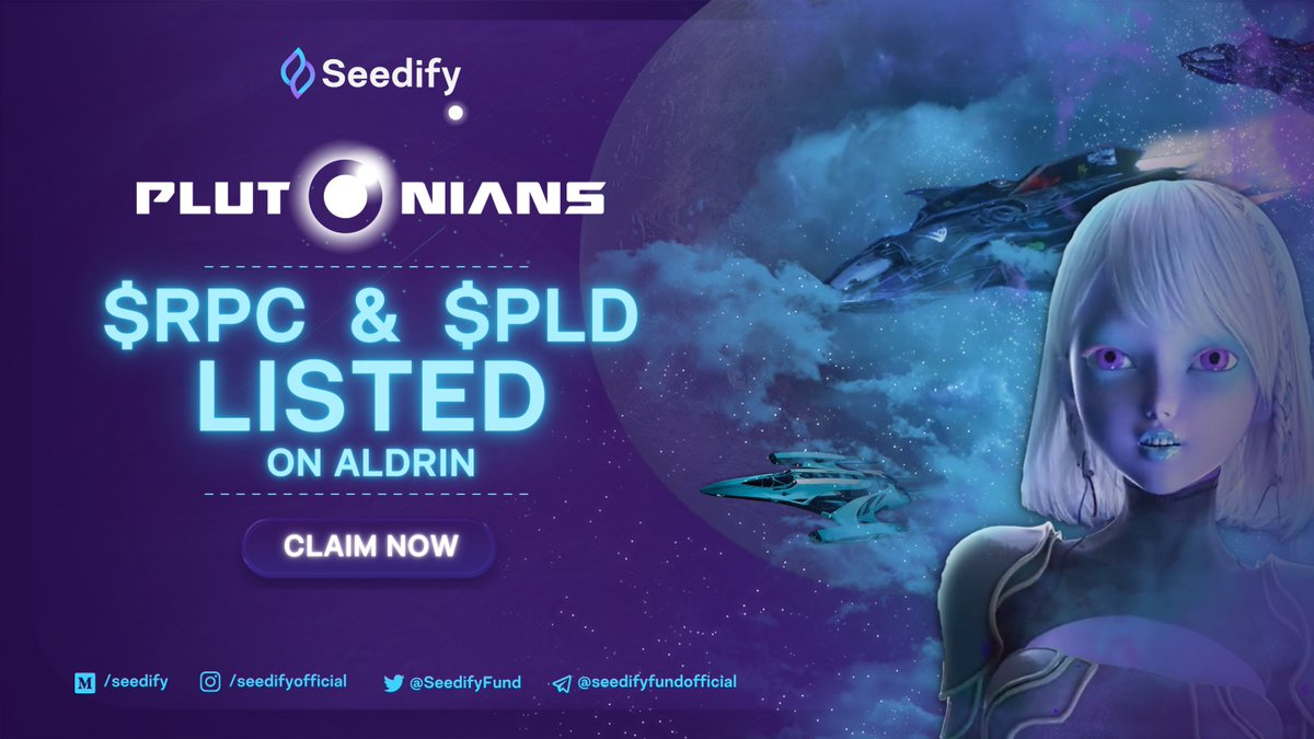 SeedifyFund's tweet photo. The @plutoniansgame tokens are listed on @Aldrin_Exchange! 🚀

✋Claim here: https://t.co/L3ls6JlTDn

🔗Network: Solana
💲Symbols: PLD &amp; RPC
🔟Decimals: 18

🔢PLD Contract: 2cJgFtnqjaoiu9fKVX3fny4Z4pRzuaqfJ3PBTMk2D9ur

🔢RPC Contract: EAefyXw6E8sny1cX3LTH6RSvtzH6E5EFy1XsE2AiH1f3 https://t.co/NlneOsJoF6