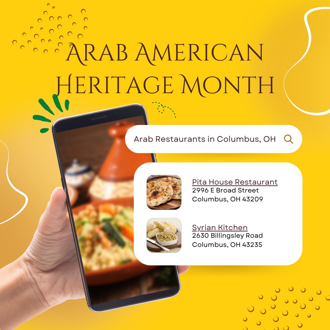 For the final weeks of Arab American Heritage Month, we will be sharing local Arab restaurants you can support right here in Columbus! 

Let us know what restaurants your recommend in the comments!