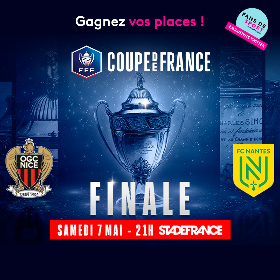 francetvetvous's tweet image. 🚨[EXCLUSIVITÉ TWITTER #FansDeSport]⚽️

🎁Follow @leclubfrancetv + RT pour tenter de gagner 2🎟️pour la Finale de la #CDF samedi 7.05 21h au @StadeFrance !

🍀Tirage au sort de 3 gagnants mardi 3.05 à 12h.

🏟️Supporters de l'@ogcnice et du @FCNantes : bonne chance !